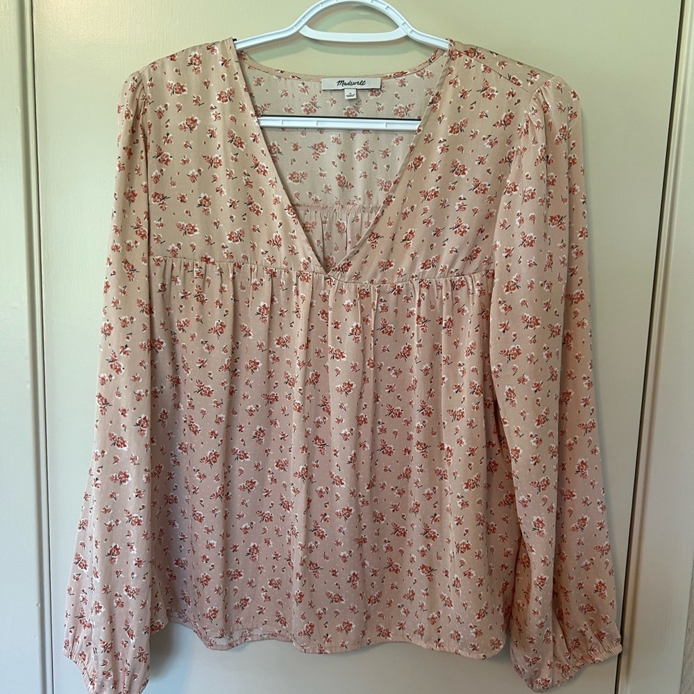 Madewell Pink Long Sleeve Blouse
